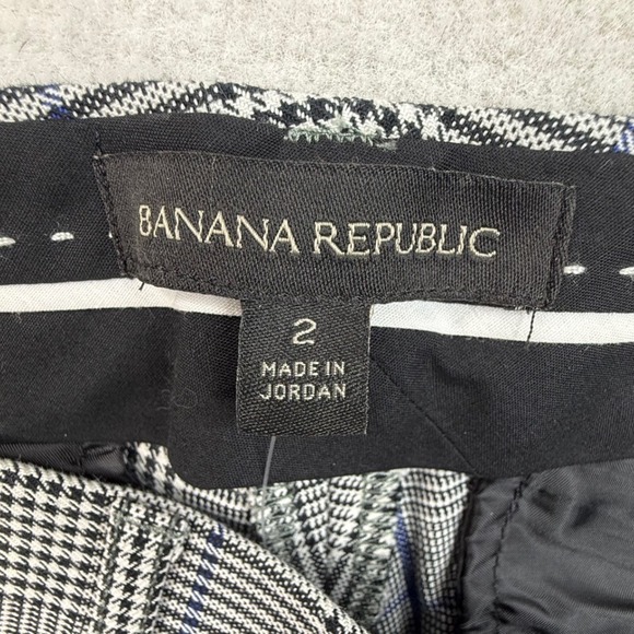 Banana Republic Sloan Skinny Fit Glen Plaid Pants Blue Gray Womens Size 2 NEW - Picture 4 of 10